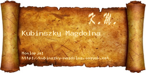 Kubinszky Magdolna névjegykártya